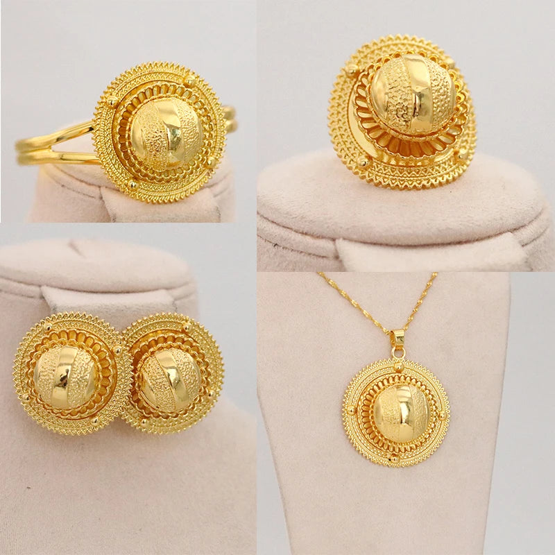Ethiopian women's jewelry set, hairpins, headbands, earrings, bracelets, rings, pendants, African brides' wedding gifts