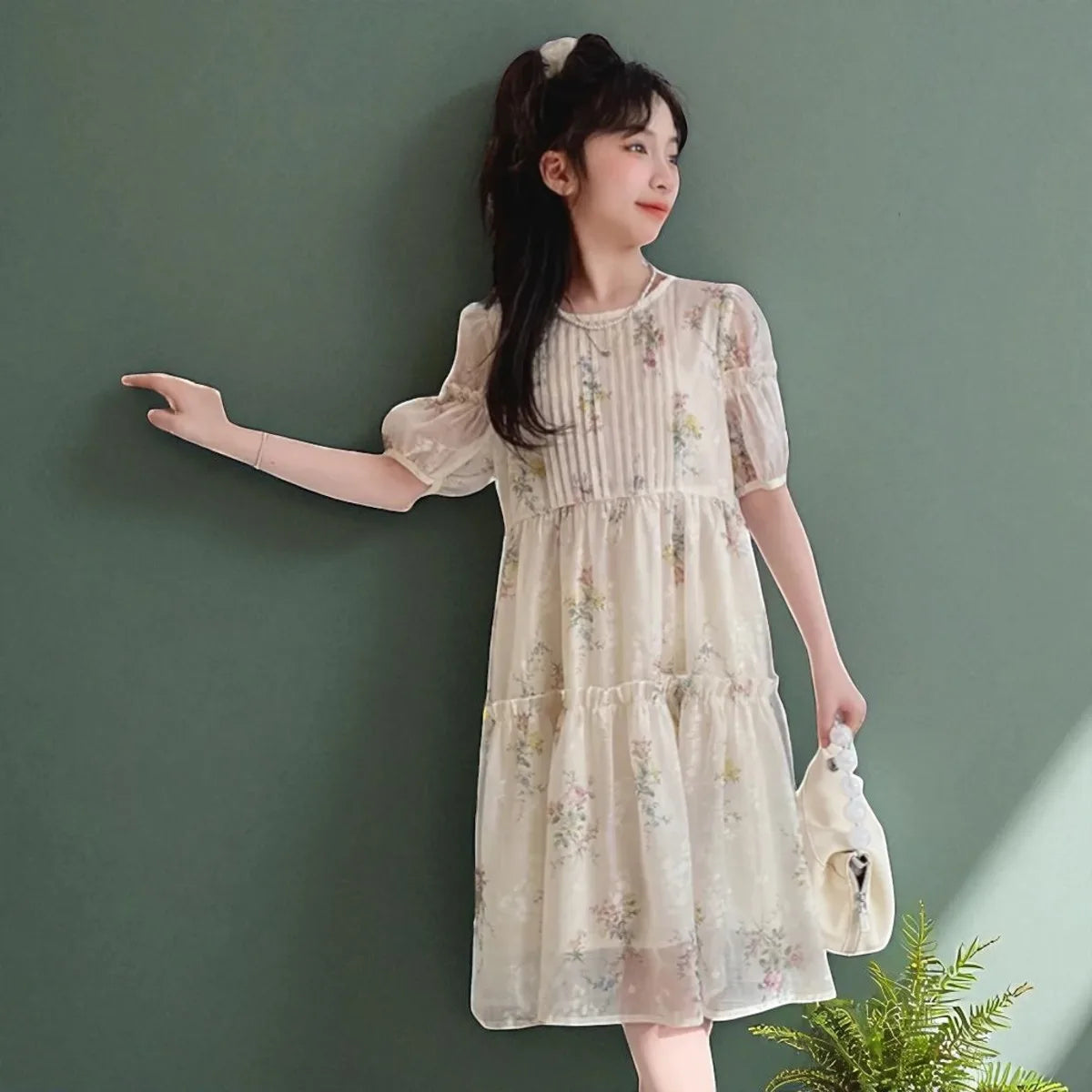 Summer Outfits Baby Kids Flower Dresses for Girls Princess Dress Floral Short Sleeve Children Lolita Costumes 6 8 10 12 13 Years