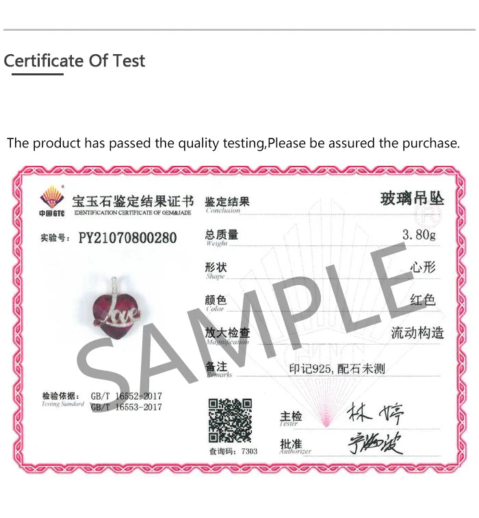 SANTUZZA Authentic 925 Sterling Silver Pendant for Women Red Stones White CZ Love Heart Pendant Valentines Gifts Fine Jewelry