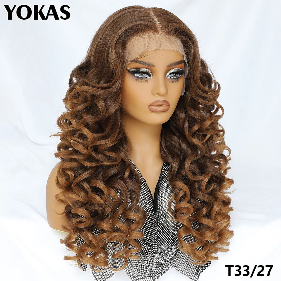 Lace Frontal Wigs 13X6 Synthetic Curly Lace Frontal Wigs With Bangs For Afro Women Pink Blonde Women Wigs With Baby Hair Latisha