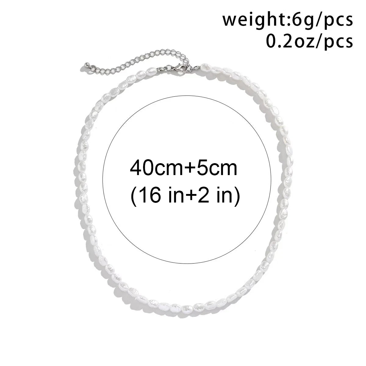 Cool White Baroque Pearl Necklace for Men and Women Sexy Trendy Choker Beaded Chain Collar Accessories Gift