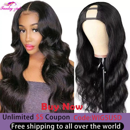 Body Wave U Part Wigs 100% Human Hair Brazilian Wavy Virgin Hair Wigs For Women Remy Hair Human Hair Wigs 180% Density Cheap Wig