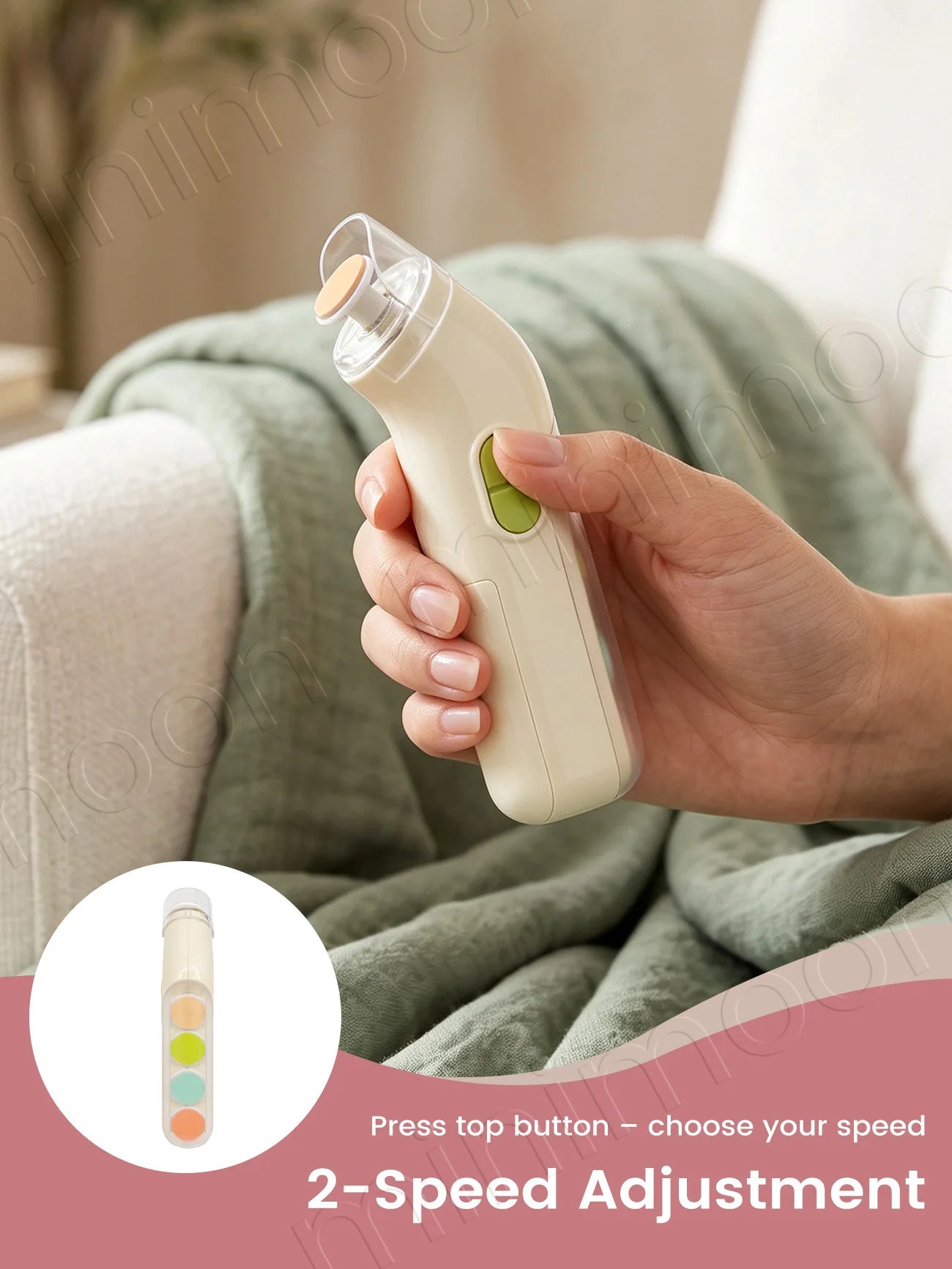 Electric Baby Nail File, 5-in-1 Gentle Nail Trimmer for Infants Toddlers, 360° Rotating Grinding Head with LED Light