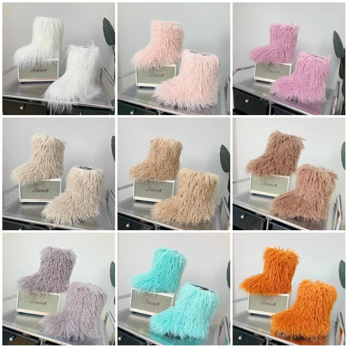 Y2K Kids Boots Winter Shoes New Faux Fur Toddler Girl Boots Fashion Colorful Fur Children Ankle Snow Boots Warm Shoes Girls