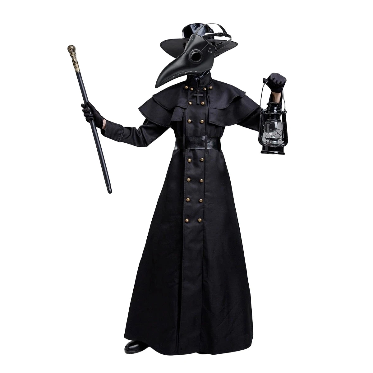 Halloween Plague Doctor Cosplay Hooded Robe Medieval Steampunk Priest Horror Wizard Cloak Cape With Long Nose Beak Leather Masks