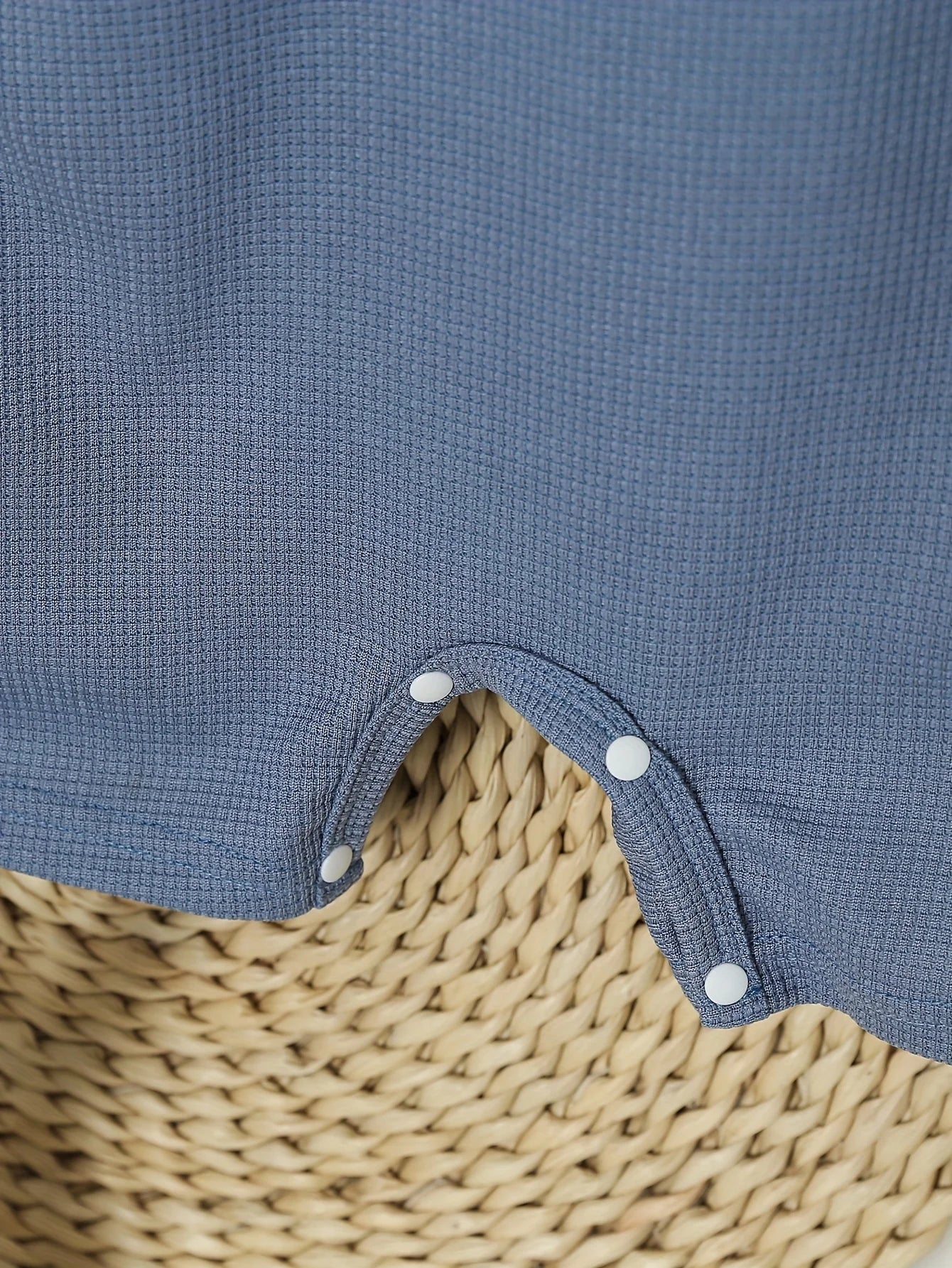 A Cute Little Bear Sticker Sleeveless Comfortable Vest Jumpsuit For A Baby Boy 3 Pieces In Summer Made Of Waffle Fabric