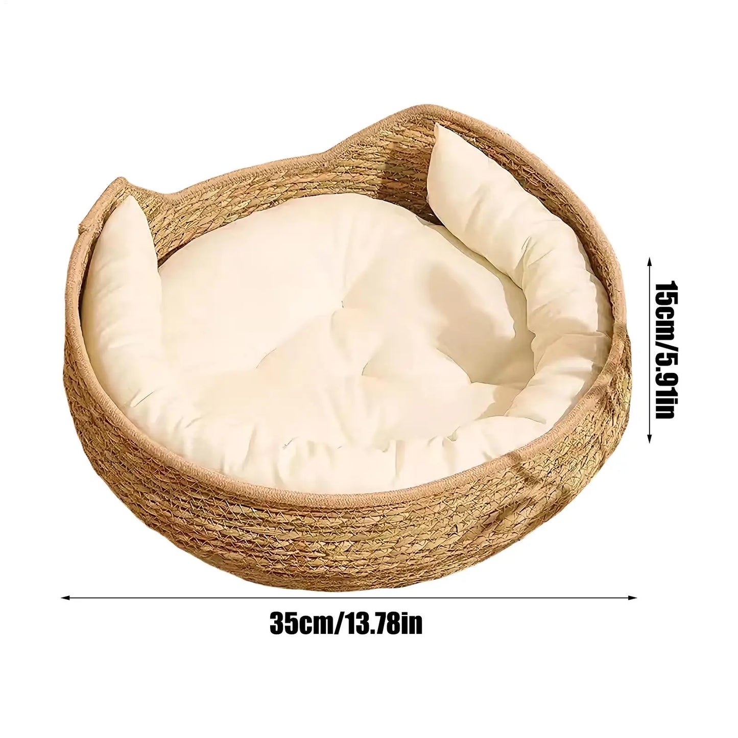Cat Bed Hand-Woven Cotton Rope Cat Basket All Season Indoor Weaving Pet Resting Scratching Sleeping Furniture for All Breeds