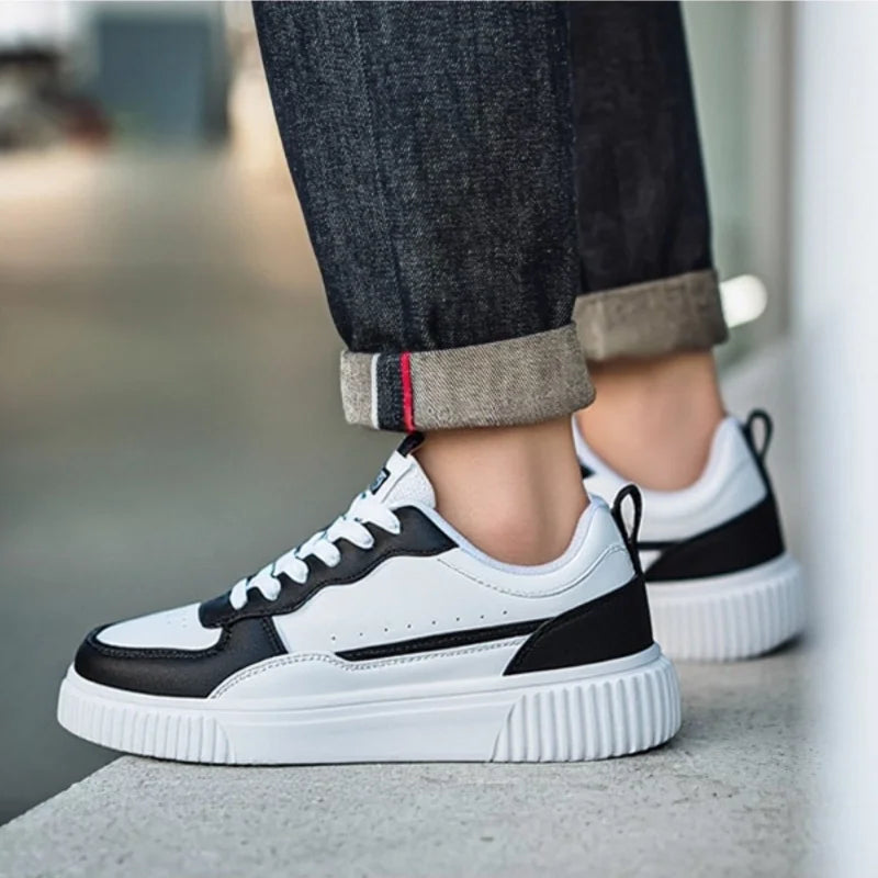 YRZL Fashion Leather Men Casual Shoes Lightweight Running Shoes Platform White Sneakers Outdoor Breathable Sport Shoes Shoes