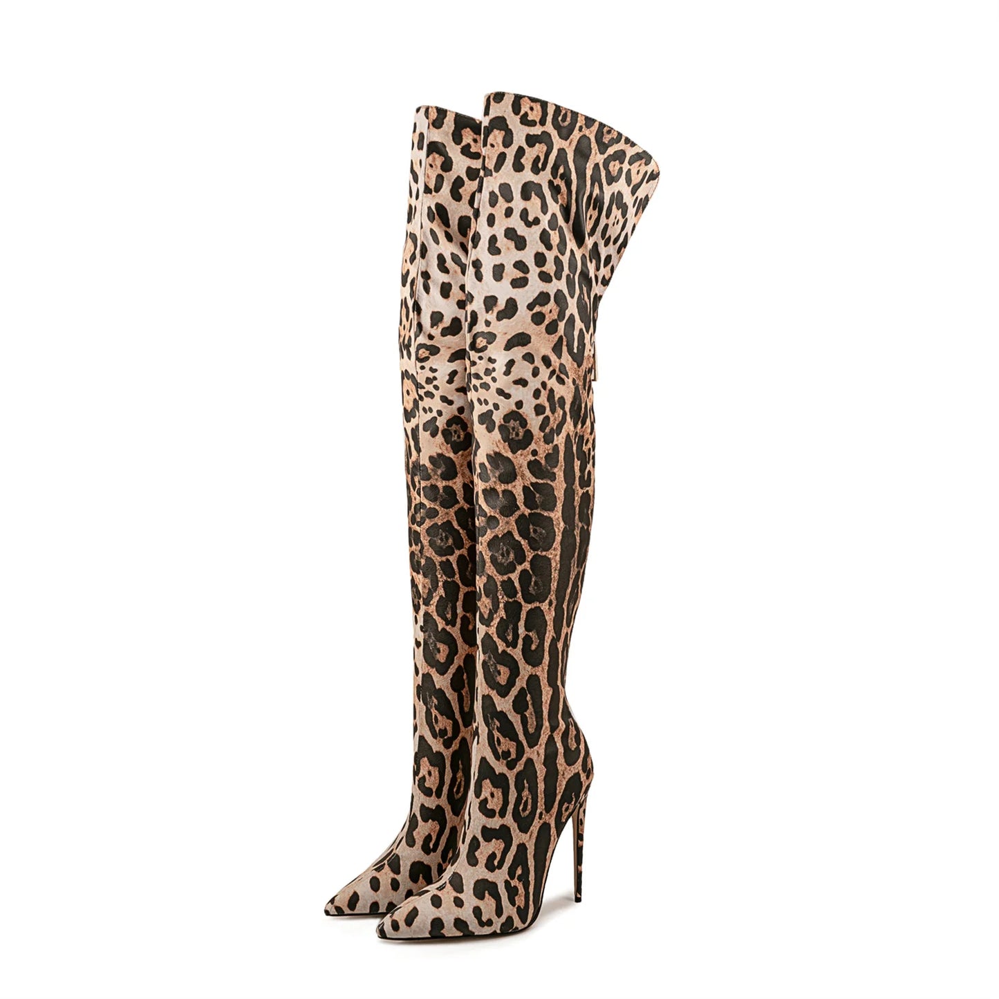 2024 Women's Euro-American Zebra Print Over-the-Knee Boots - Paneled Pointed-Toe Back-Zipper Stiletto, Plus Size Fashion Chic