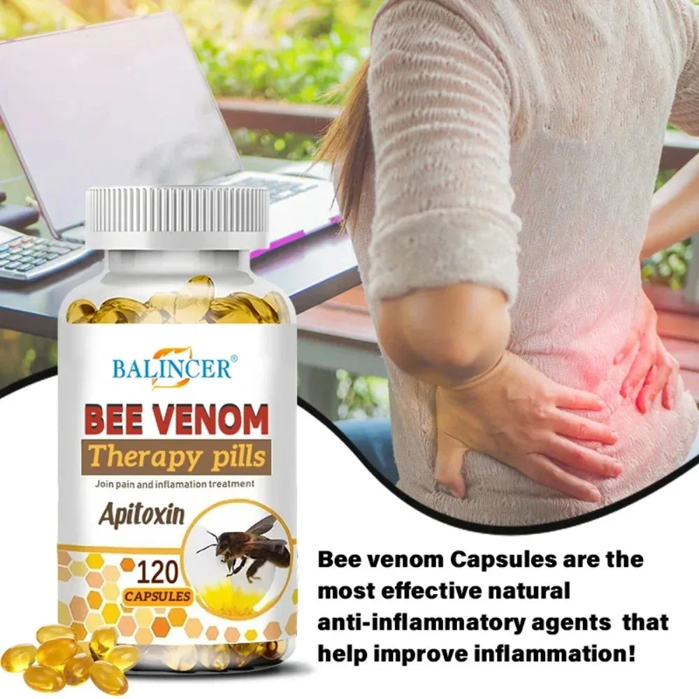 Bee Venom Extract Capsules for Relieve Joint & Knee Pain Relieve Discomfort of Bones and Joint, Non-GMO