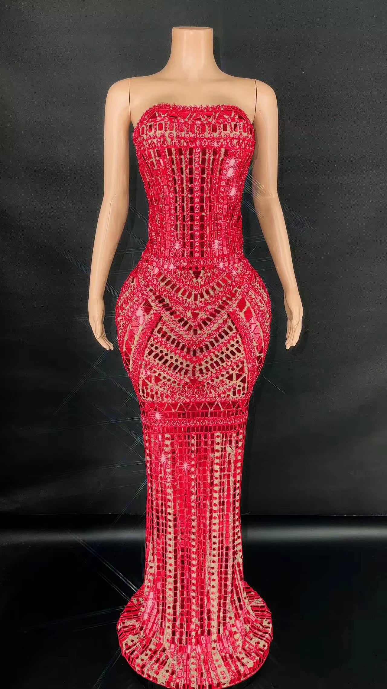 ZD Sexy Sparkly Multicolor  sequin Rhinestones Sleeveless Long Dress Women Birthday Celebrate Prom Dance Dress Plus Size