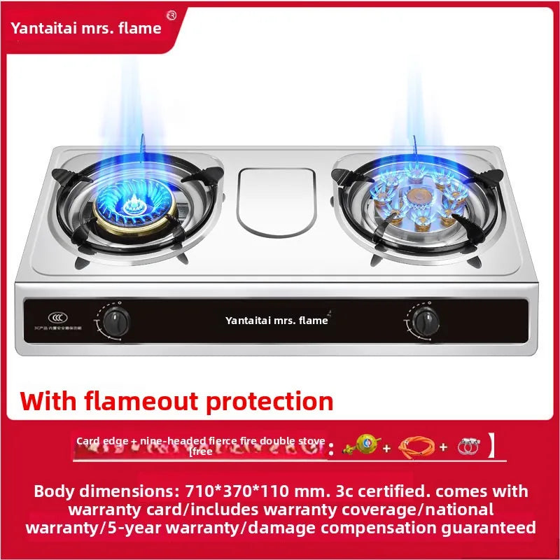 Double Burner Gas Stove Household Desktop LPG Natural Gas Energy Saving Old Style Stove abc