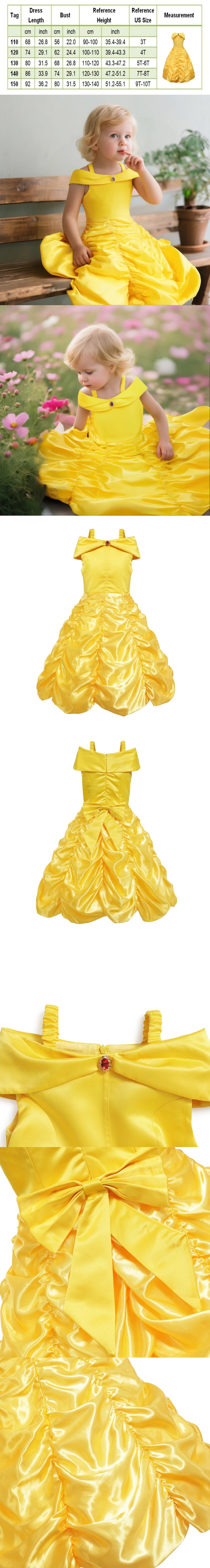 Halloween Birthday Dress Cinderella Snow White Aurora Rapunzel Princess Costume for Girls Kids 2-8Y