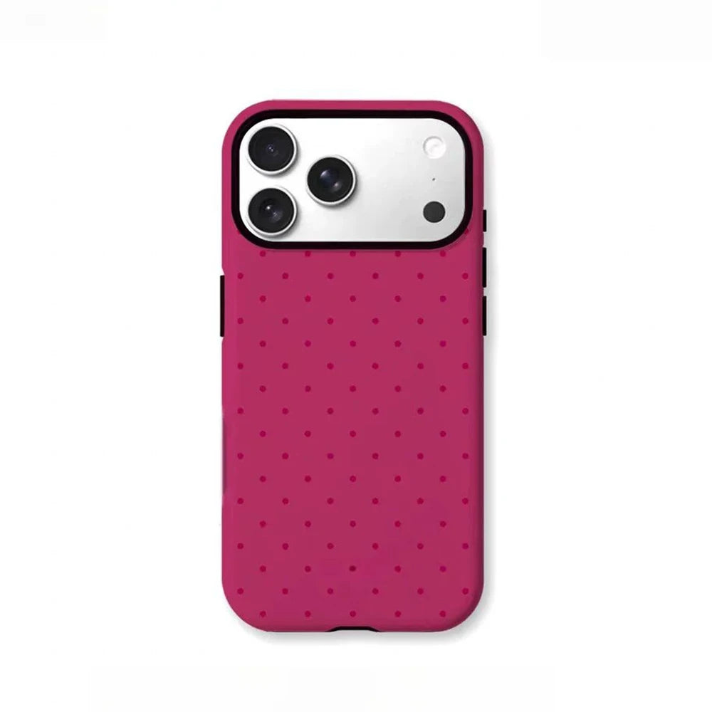 Ins Korean polka dot grid pattern Phone Case for iPhone 17 16 15 14 13 12 11 X Air Pro Max Plus Luxury Double-layer Back Cover