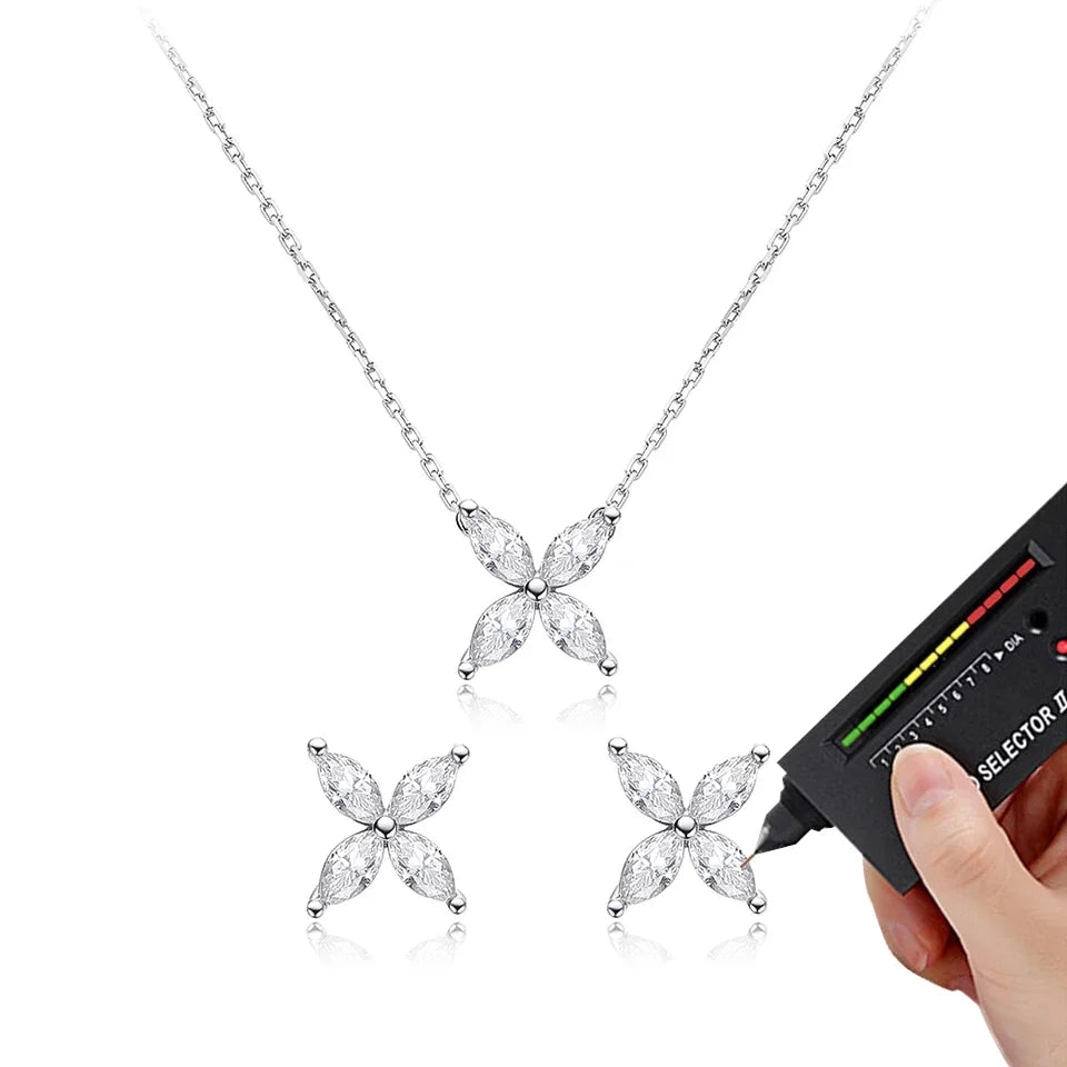 1.2 Carat D Color Moissanite Pendant Necklace for Women S925 Sterling Silver Earrings Sparkling Fine Jewelry Set Wedding Gift