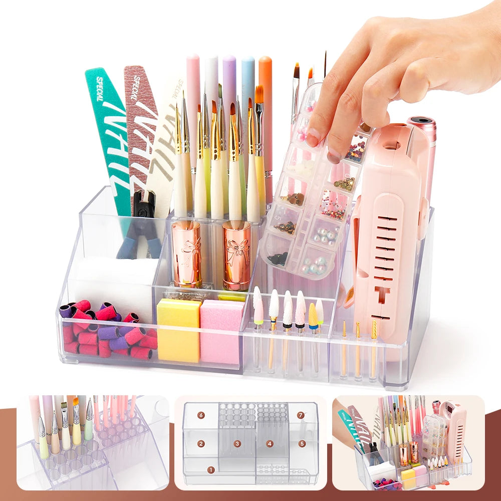 Acrylic Storage Rack Nail Art Tools Organizer Nail Salon Display Rack Large Capacity Storage Box Gel Polish Cosmetic Drawer