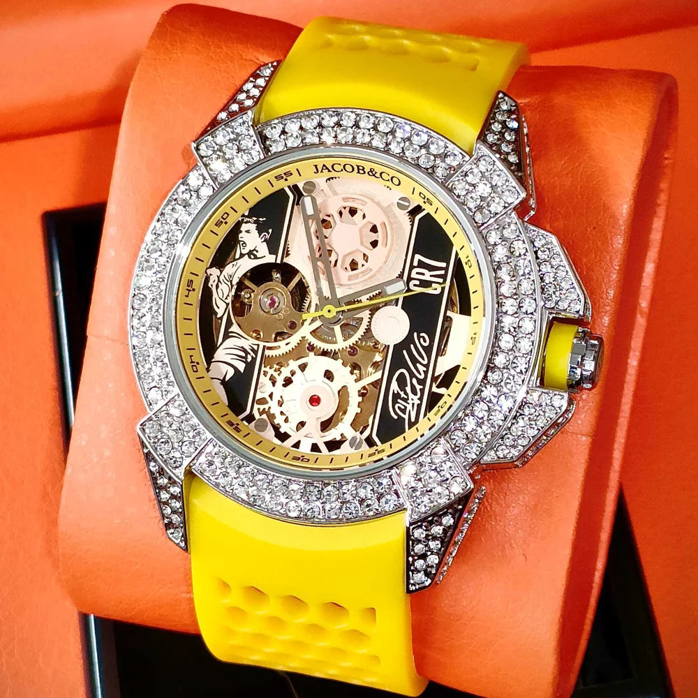 TOP Very Hot Jacob & Co Original Brand Watches For Mens  Full Diamond Automatic Mechanical Wristatch High Quality AAA Clocks