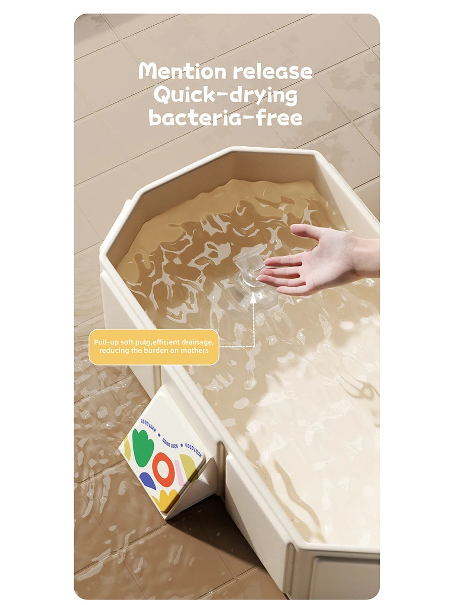 1pc Kids portable thick folding bathtub, Can be used  sitting or lying, for 0-8 years old children newborns suitable for travel