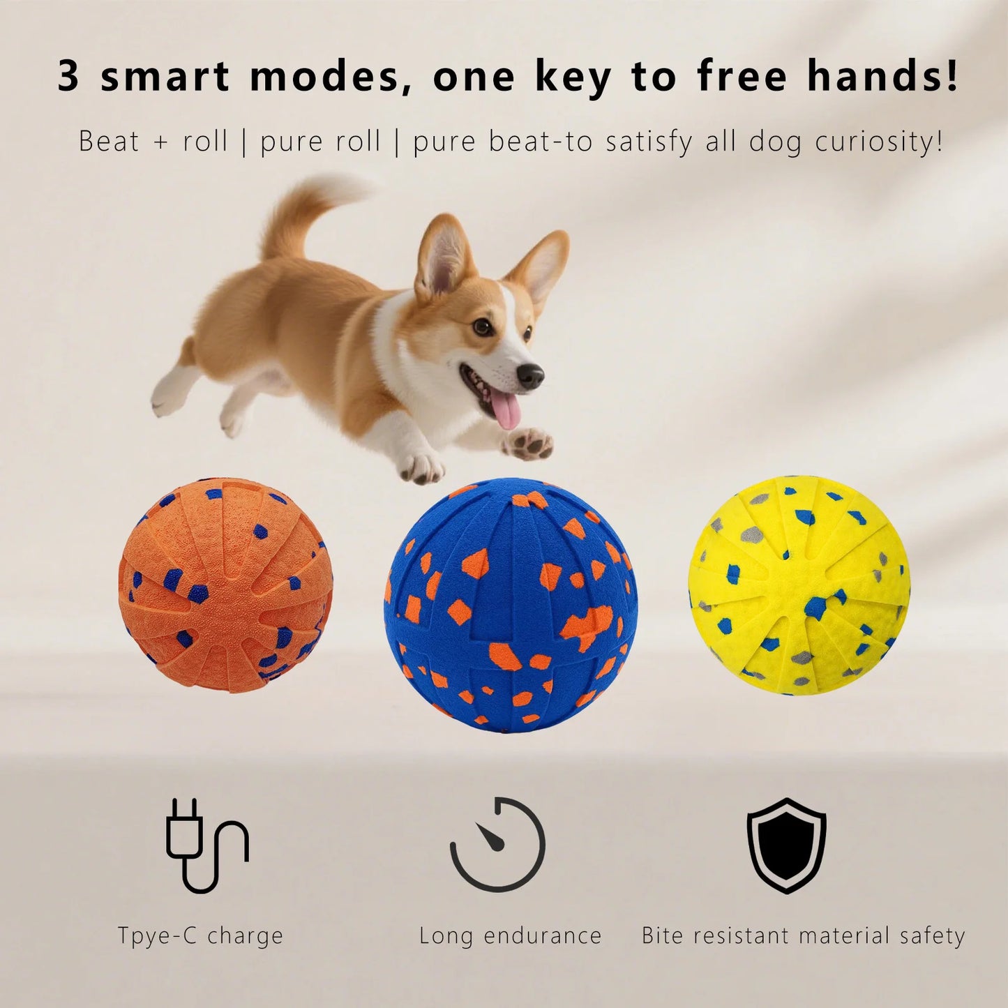 New Pet Smart Dog Toy Ball ETPU Popcorn Jumping Dog Toy Ball Has Multiple Functions Such As Bouncing And Spinning