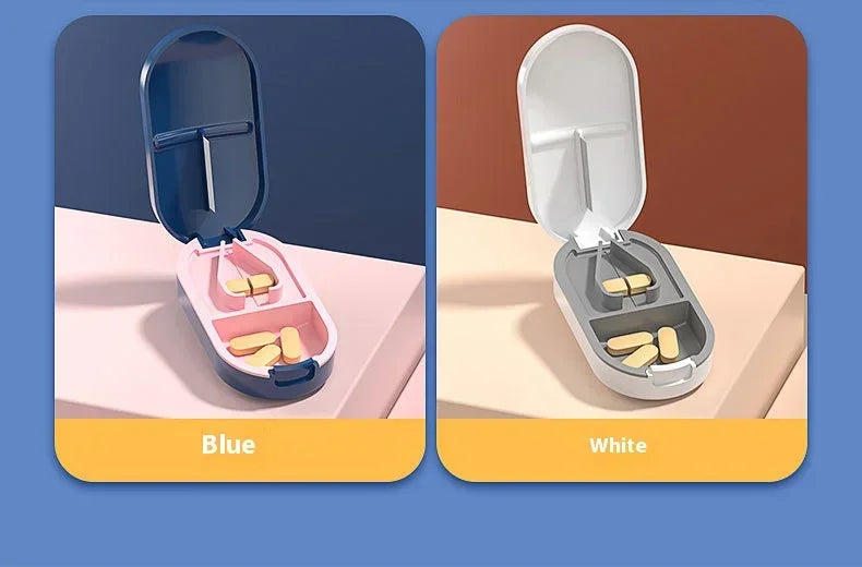 Medicine Pill Cutter Box Portable Drug Box Useful Grinder Splitter Medicine Pill Holder Tablet Cutter Splitter Divider Pill Case