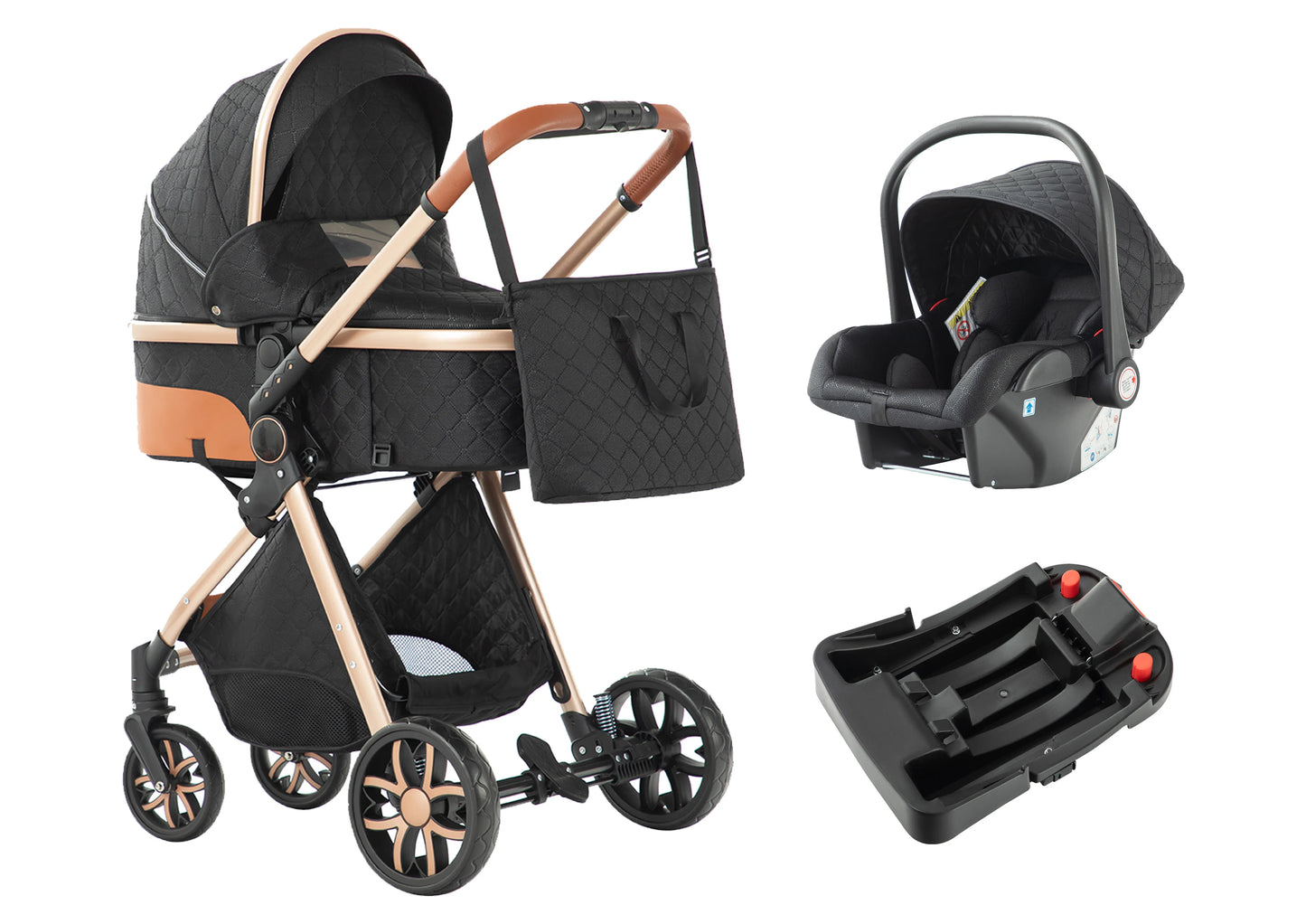 Baby Stroller 3-in-1 Travel System,Adjustable stroller and Accessories Combo Set, One Click Folding.