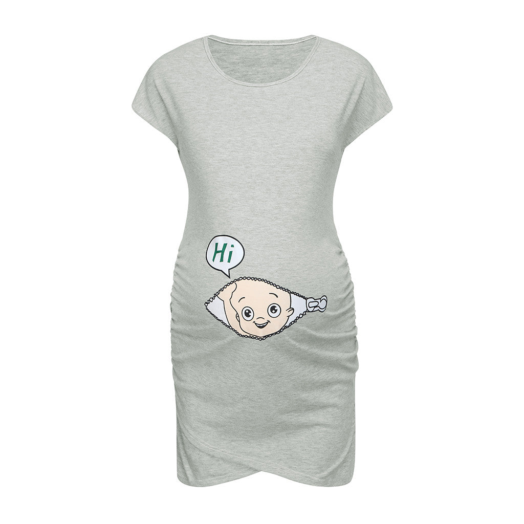 Maternity Cartoon Letter Print Pregnant Woman Dress Sleeveless O-neck Pregnancy Maternity Dress Nusring Maternity Casual Clothes