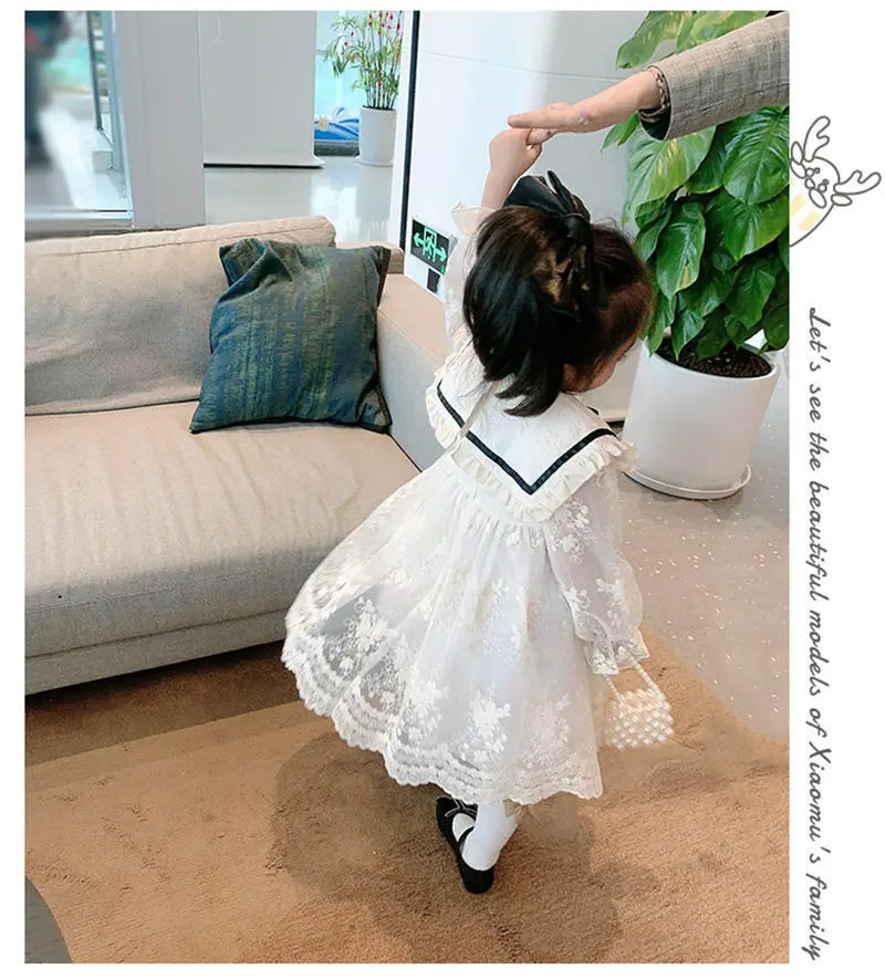 2024 Girls Lace Dress New Childrens Bow Princess Dress Girl Baby Dress Kids Sweet Designable Cute Dresses for Girls