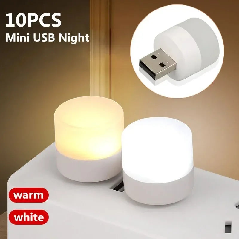 USB LED Night Light - Warm & White Dual Mode Eye-Friendly Compatible with Laptop Power Bank & USB Charger (2025 Edition)