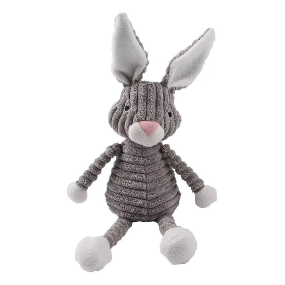 Plush Dog Toy Animals Shape Bite Resistant Squeaky Toys Corduroy Dog Toys for Small Large Dogs Puppy Pets Training Accessories