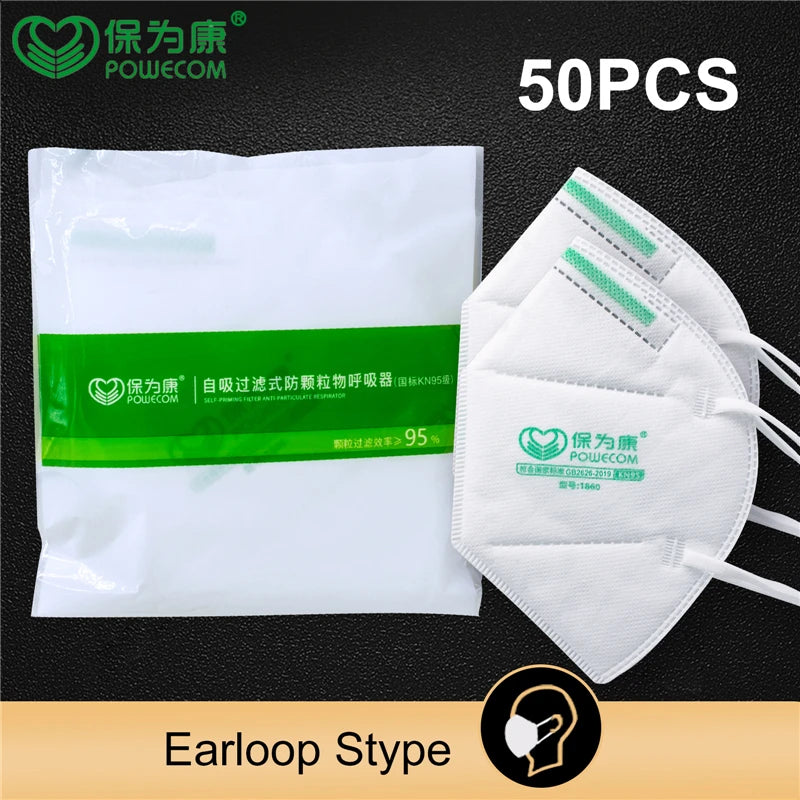 POWECOM KN95 Mask Safety Face Mouth Mask with Filter Adult Masks Protective and Breathable Facial Masks tapabocas