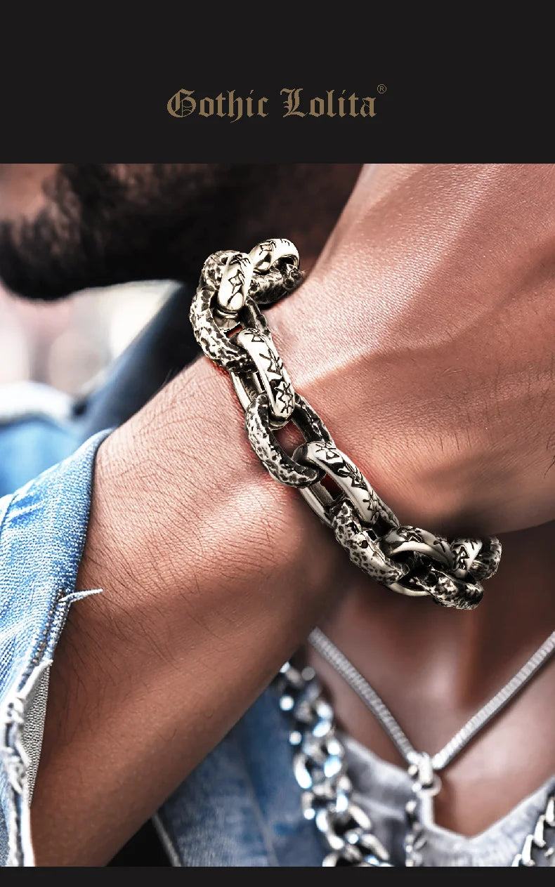 Scars of the North	Valhalla Chain bracelet for men Nordic Runes stainless steel  fashion Jewelry
