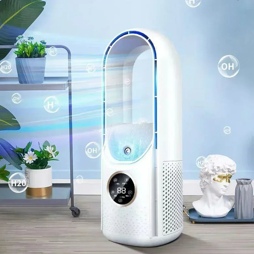 Leafless Fan Portable Air Conditioner LED Display Desktop Fanless Blade Cooler Cooling Fan Tower Air Cooler for Office Bedroom