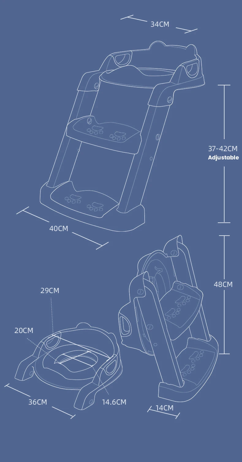 1-8 Years Children's Potty Baby Toilet Seat With Adjustable Ladder Infant Toilet Training Folding Seat Baby Potty Training Seat