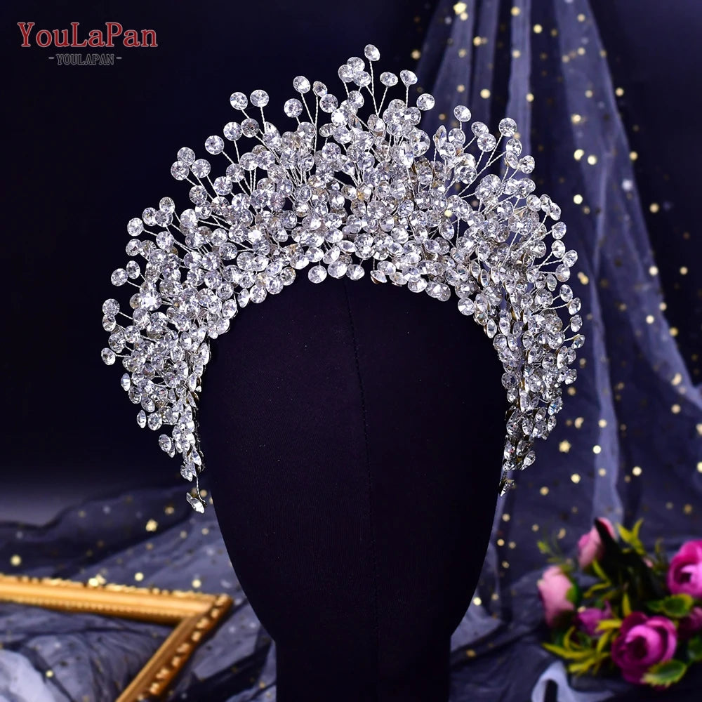 YouLaPan Bridal Hair Accessories Wedding Headband Rhinestone Headdress Bride Tiara Prom Wedding Hair Jewelry Queen Crown HP431
