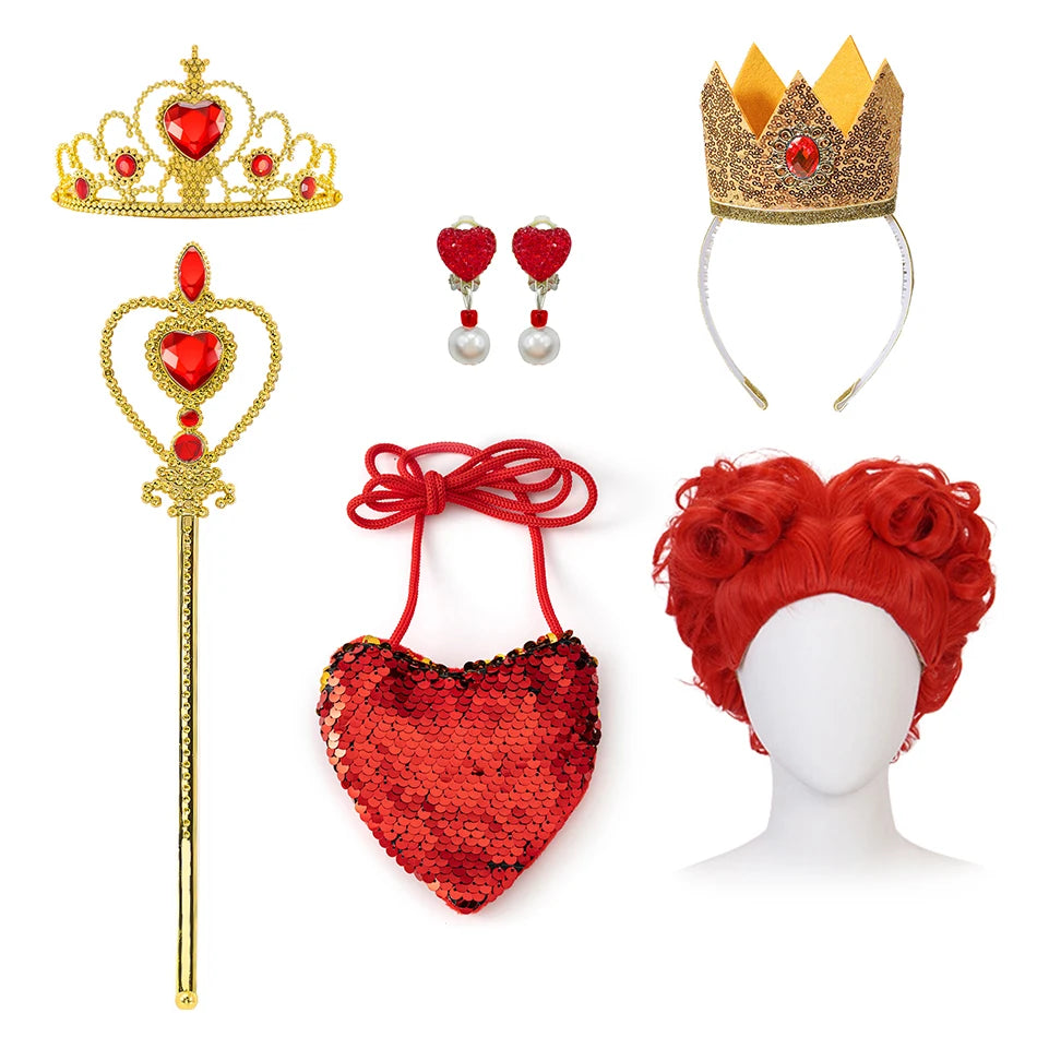 Halloween Red Queen Costume For Girl Alice Movie Cosplay Dress Girls Witch Dress Masquerade Orgy Party Clothes