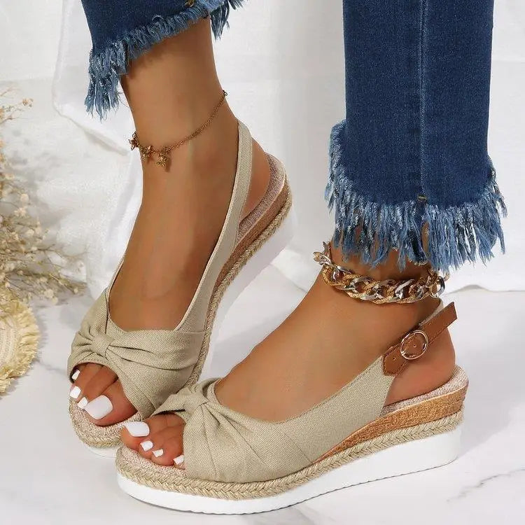 2026 Women Fashion Sandals Open Toe Casual Wedge Platform Shoe Soft Sole Light Work Shoes Large Size Flat Comfortable Beach Shoe