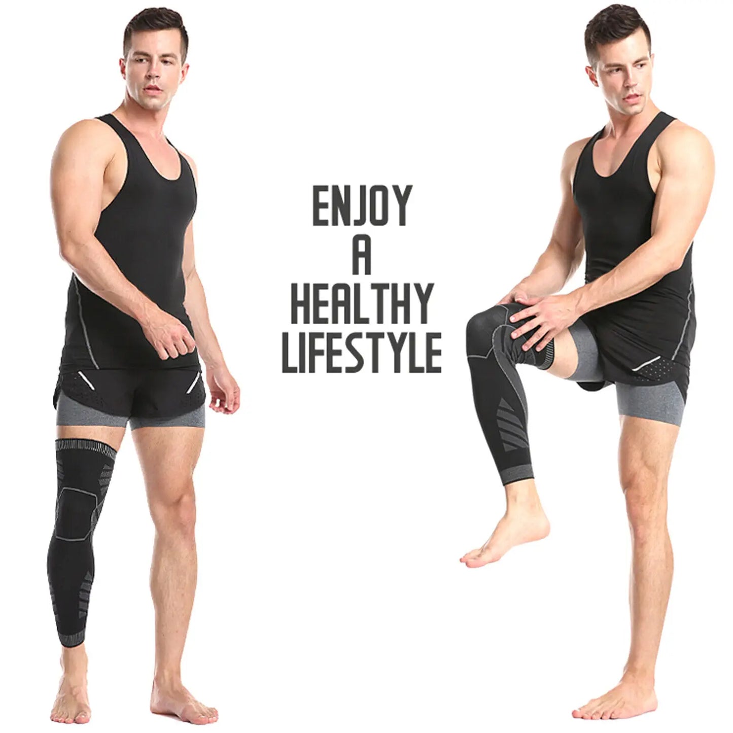 1/2Pcs Sport Full Leg Compression Sleeves Knee Brace Support Protector for Weightlifting Arthritis Joint Pain Relief Muscle Tear