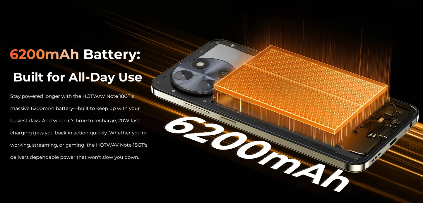 HOTWAV Note 18 GT Smart Phone 7.2'' 120Hz 8.6mm Ultra-Thin Mobilephone 8GB RAM 256GB ROM 6200mAh Battery Android 15 Cellphone