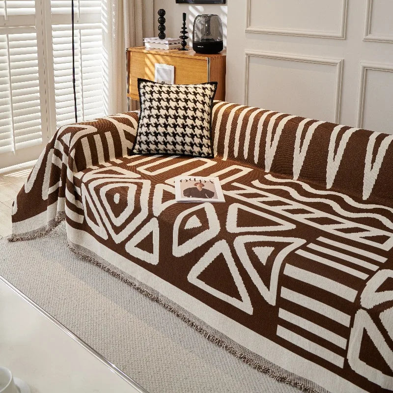 Bohemia Jacquard Slipcover Chenille Sofa Cover with Tassels Sofa Towel Living Room Camping Multipurpose Blanket Furniture Decor