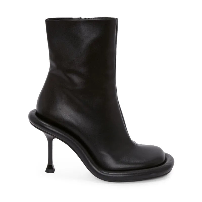 2025Women's New Slim High-heeled Knee High Boots with Side Zipper Round Toe 34-43 Large Mid Length Boots