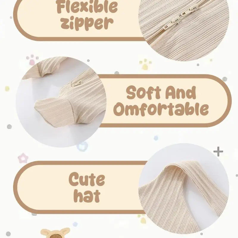 2 Pieces Solid Color Romper+Hat 2-way Zipper Cotton Baby Girl Clothes 0-12M Spring Newborn Baby Boy Clothes Sets Winter