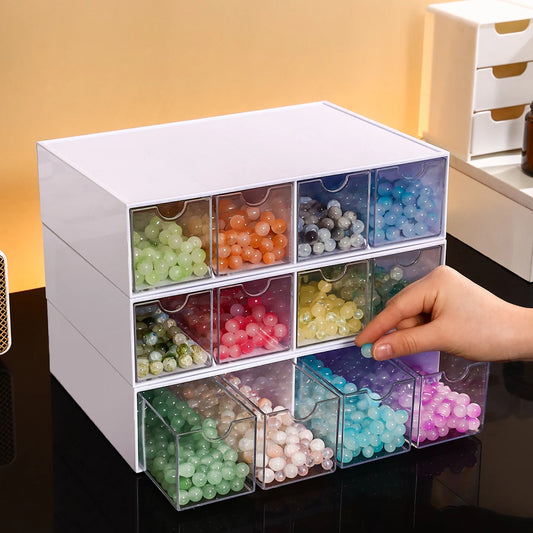 1pc Acrylic 1Layer 4Grid Bead Jewelry Organizer Stackable Separate Compartment Desktop Storage Box Suitable Hair Jewelry Storage