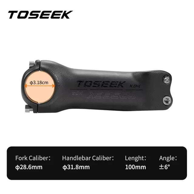 TOSEEK K04 Carbon Stem 6/17Degree Mountain Bike Stem 31.8mm Handlebar Stems 70/80/90/100/110/120/130mm Black Matt Bicycle Parts