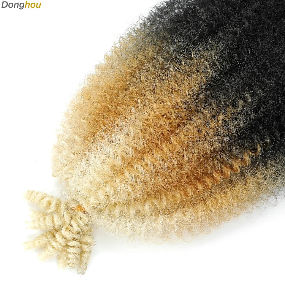 Donghou Ombre Blonde Ginger Afro Twist Hair 350 1B 30 27 613 Bug Colors Springy Twist Braiding Hair for Soft Locs Marley Braids