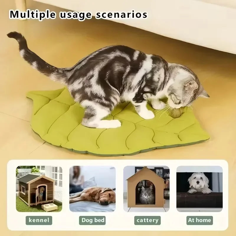 1/2PCS Leaf Shaped Cat Bed and Pet Mat Soft Washable Reversible Non-Slip Cushion for Cats and Dogs Indoor Travel Camping Pet Bed