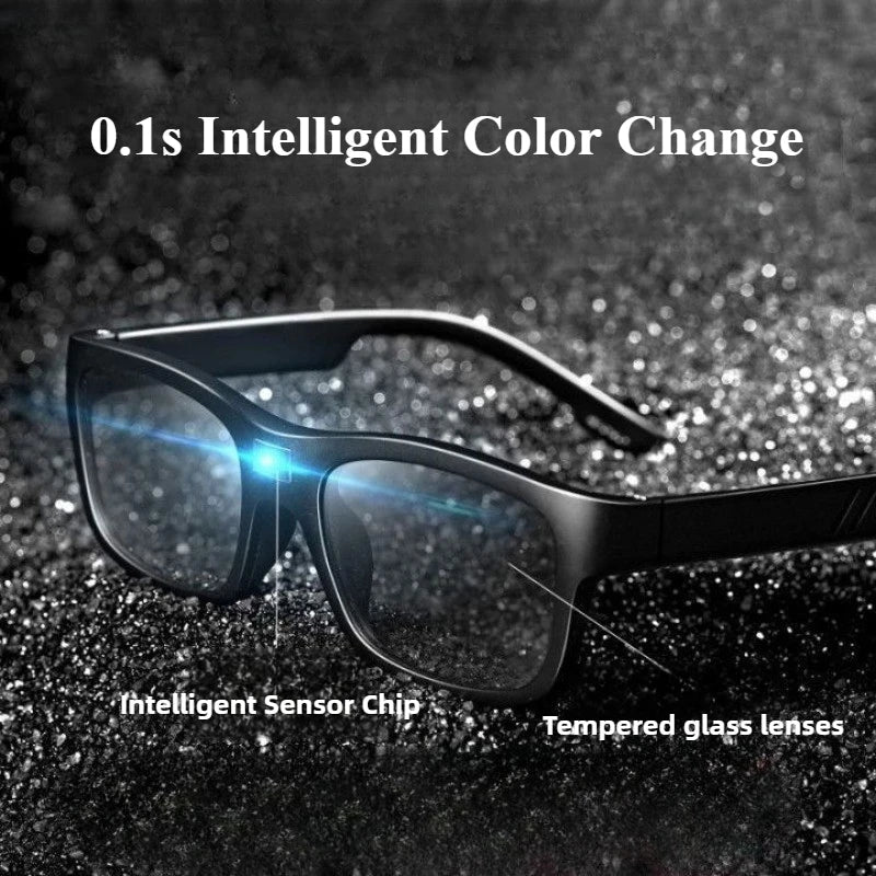 New Technology 0.1s Intelligent Change Color Polarized Sunglasses for Men, LCD Computer Chip Photochromic Sunglasses Anti-UV 400