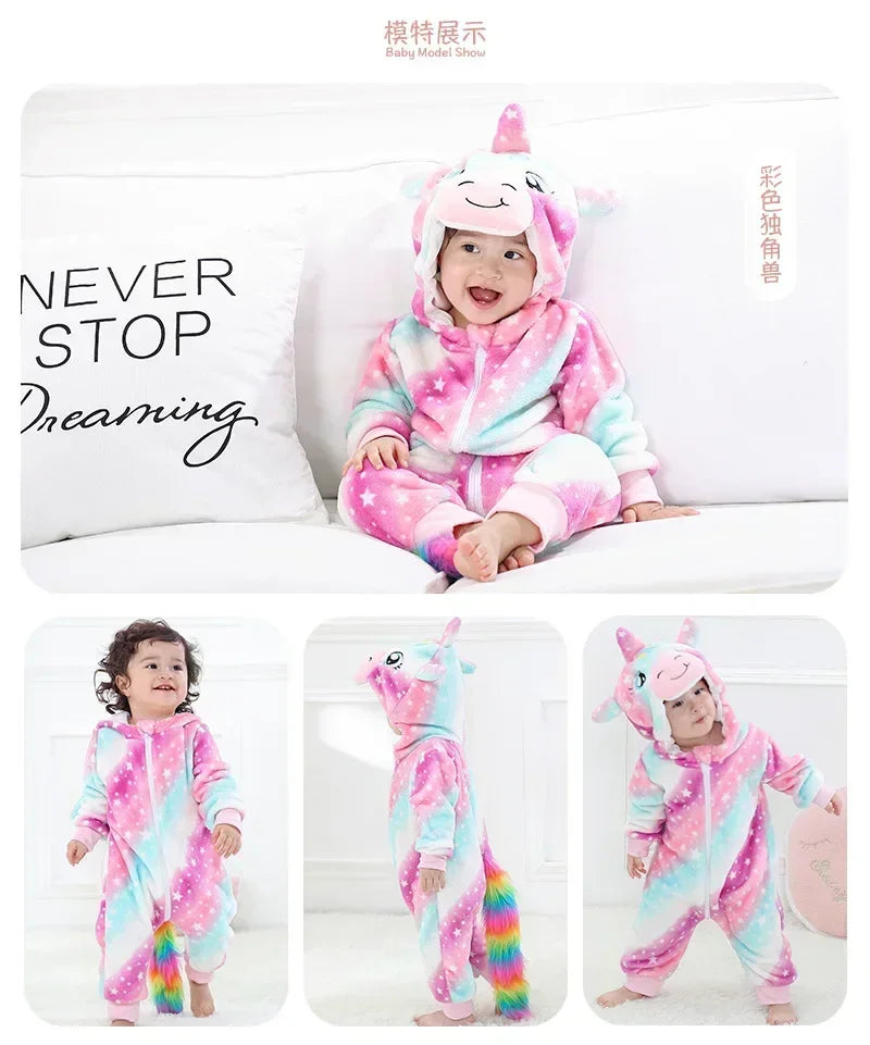 Newborn Baby Deer Animal Cartoon Romper Clothes Girls Pajamas Long Sleeve Hooded Onesies Infant Boys Costumes For Christmas