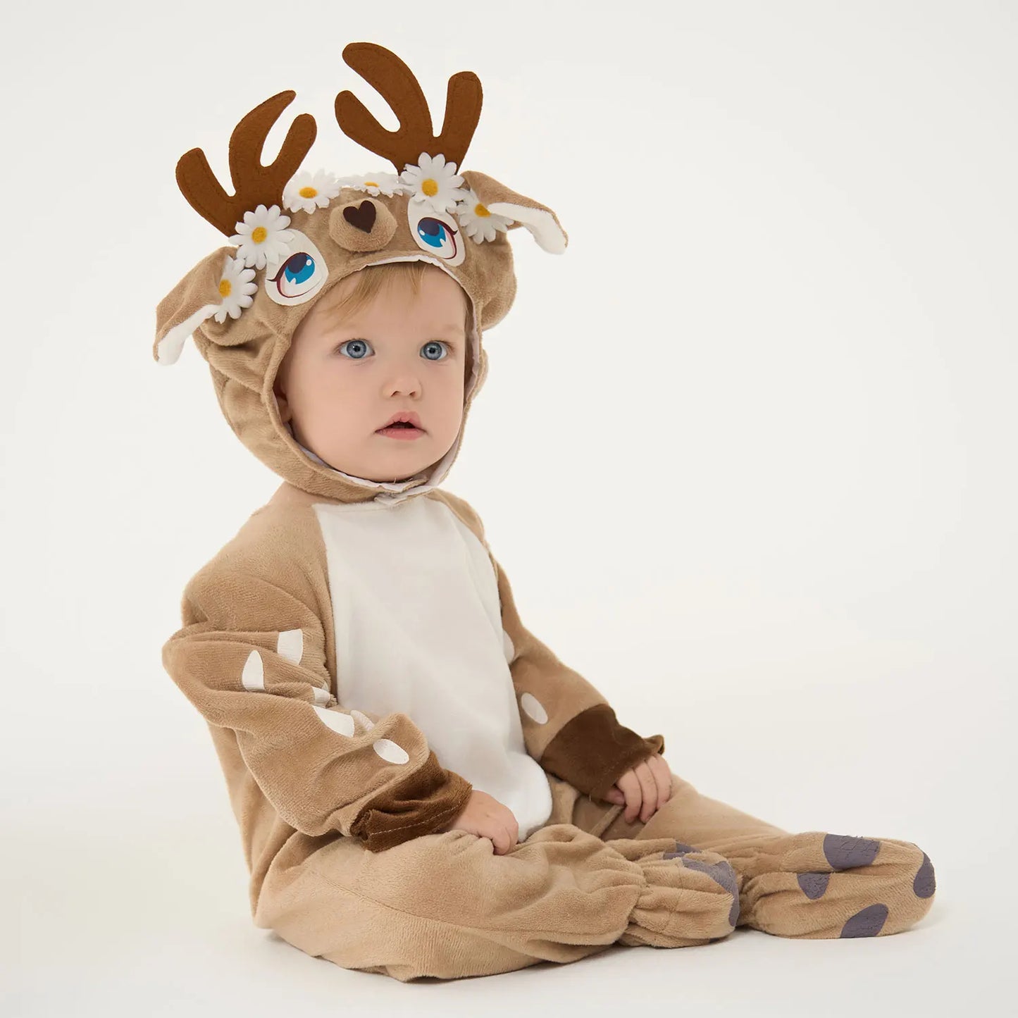 Little Deer Fawn Costume for Baby Boys Girls 6M 12M 18M 2pcs/Set Hood Romper With Shoes Christmas Purim Fancy Dress Umorden