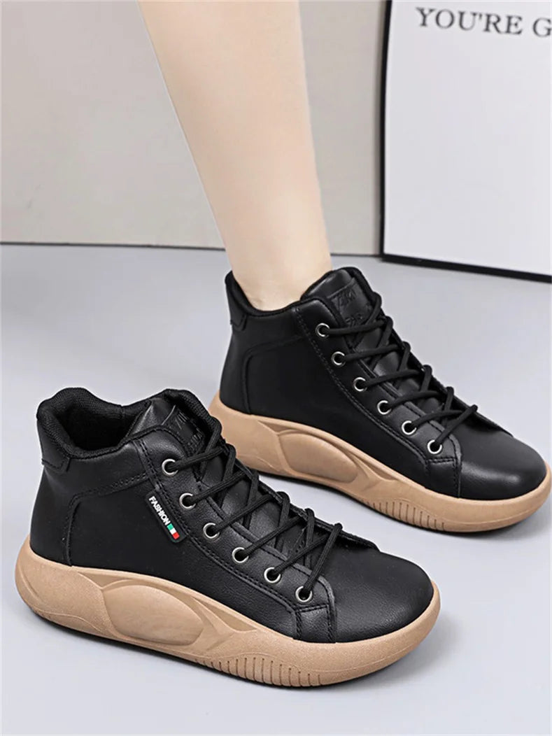 CINESSD Version of High-top Shoes for Female Students Trend of Casual Running Shoe Comfortable Lace-up Sneakers Female Shoes