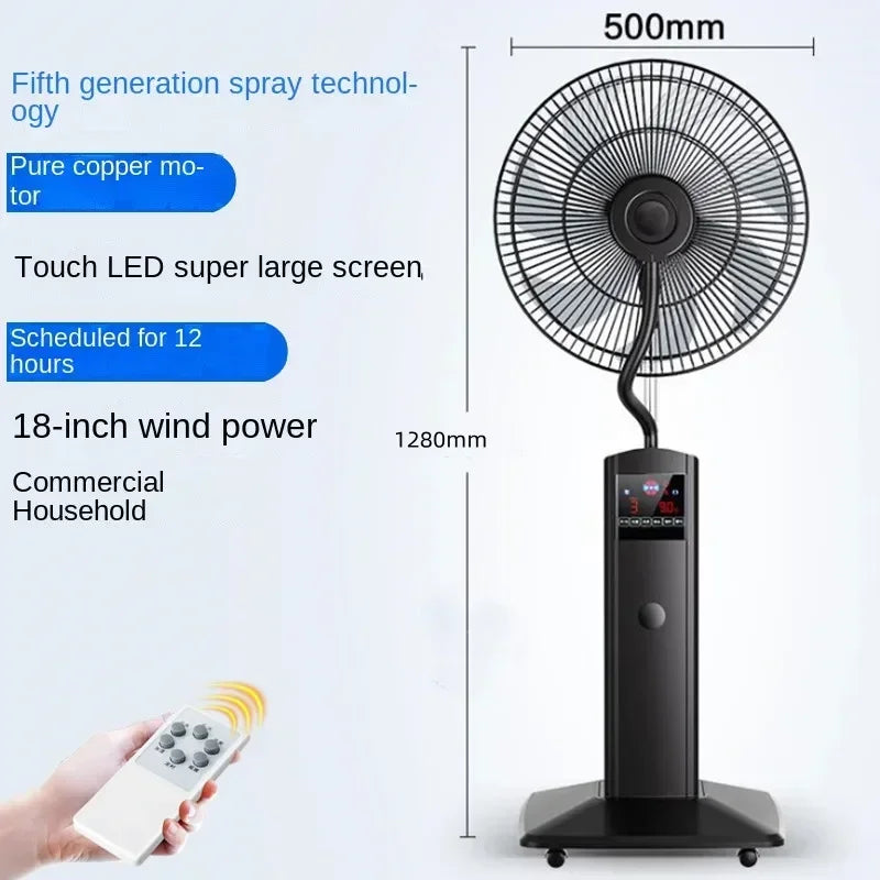 2025Spray Fan Landing Home Quiet Remote Control Humidification Cooling Shaking Industrial Blow Water Cooled Atomizing Electric F
